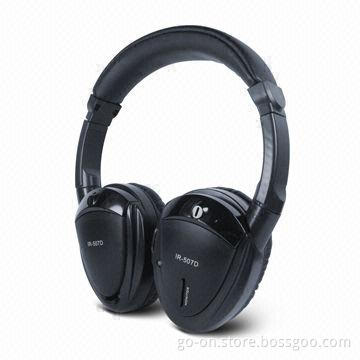 Fold-flat Design Infrared Wireless Headphone with Adjustable Headband, Available in Black Color